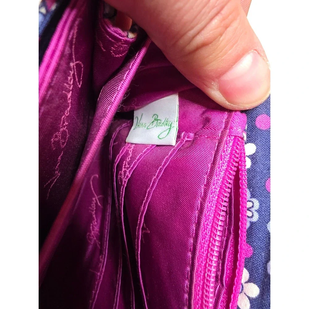 Vera Bradley Quilted‎ Cotton Wallet Purple Blue Paisley Floral ID Window Clutch